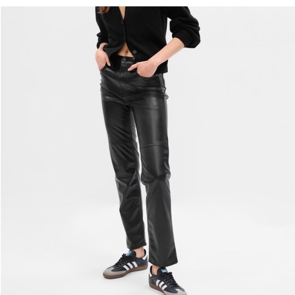 GAP High Rise Black Leather Pants